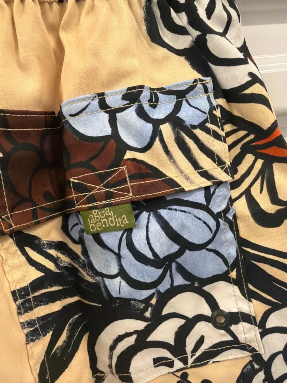 Agua Bendita Joe Clay Swim Trunks Cream Mens Size 30